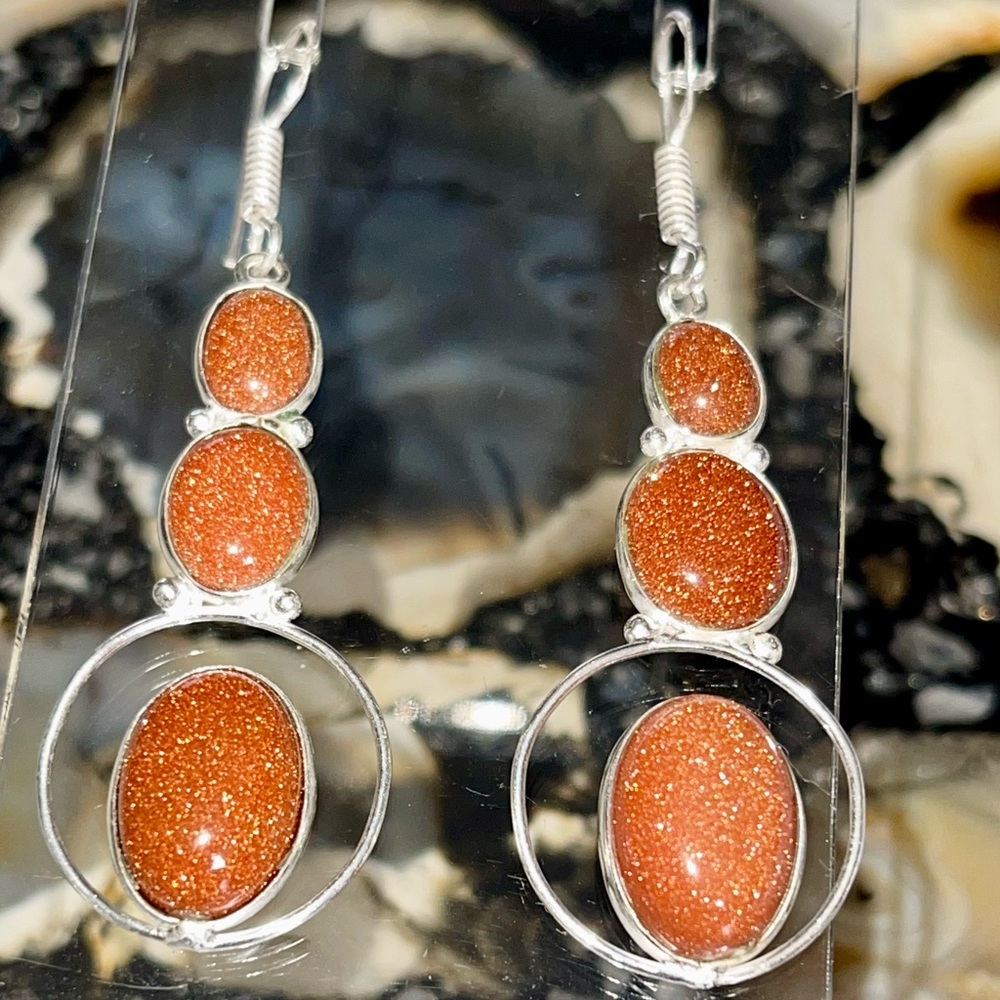 Lightweight Golden Sandstone Earrings 2 1/2” - Picture 11 of 17